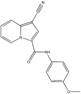 1-cyano-N-(4-methoxyphenyl)-3-indolizinecarboxamide Struktur