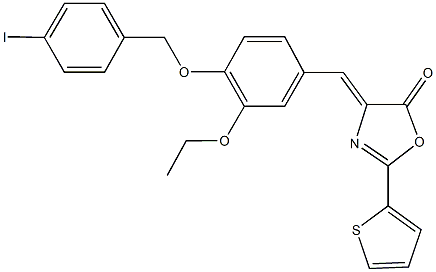 4-{3-ethoxy-4-[(4-iodobenzyl)oxy]benzylidene}-2-(2-thienyl)-1,3-oxazol-5(4H)-one Struktur