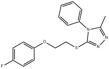 3-{[2-(4-fluorophenoxy)ethyl]sulfanyl}-5-methyl-4-phenyl-4H-1,2,4-triazole Struktur