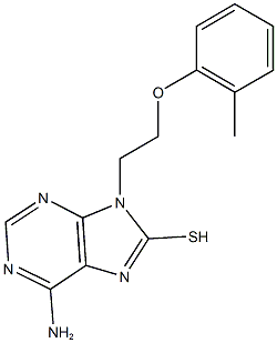 6-amino-9-[2-(2-methylphenoxy)ethyl]-9H-purin-8-yl hydrosulfide Struktur