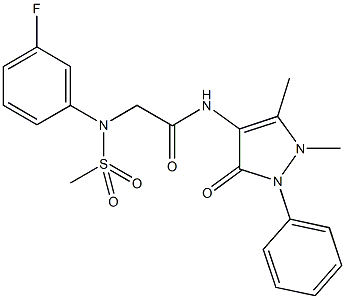 N-(1,5-dimethyl-3-oxo-2-phenyl-2,3-dihydro-1H-pyrazol-4-yl)-2-[3-fluoro(methylsulfonyl)anilino]acetamide Struktur