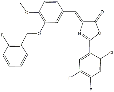 2-(2-chloro-4,5-difluorophenyl)-4-{3-[(2-fluorobenzyl)oxy]-4-methoxybenzylidene}-1,3-oxazol-5(4H)-one Struktur