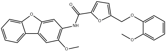 N-(2-methoxydibenzo[b,d]furan-3-yl)-5-[(2-methoxyphenoxy)methyl]-2-furamide Struktur