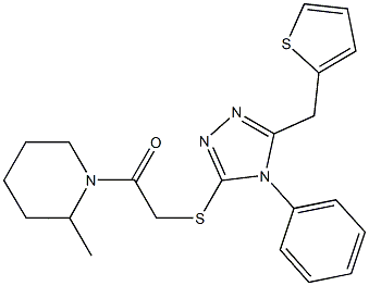 2-(2-methyl-1-piperidinyl)-2-oxoethyl 4-phenyl-5-(2-thienylmethyl)-4H-1,2,4-triazol-3-yl sulfide Struktur