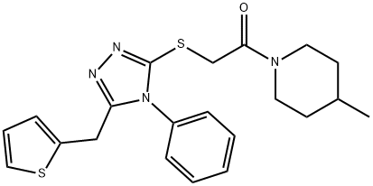 2-(4-methyl-1-piperidinyl)-2-oxoethyl 4-phenyl-5-(2-thienylmethyl)-4H-1,2,4-triazol-3-yl sulfide Struktur