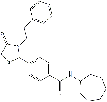 N-cycloheptyl-4-[4-oxo-3-(2-phenylethyl)-1,3-thiazolidin-2-yl]benzamide Struktur