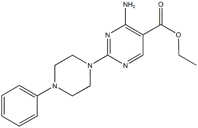 ethyl 4-amino-2-(4-phenyl-1-piperazinyl)-5-pyrimidinecarboxylate Struktur