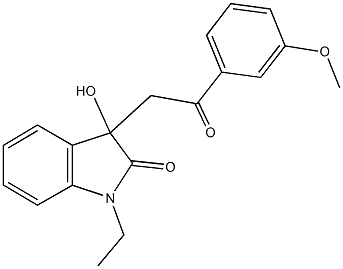 1-ethyl-3-hydroxy-3-[2-(3-methoxyphenyl)-2-oxoethyl]-1,3-dihydro-2H-indol-2-one Struktur