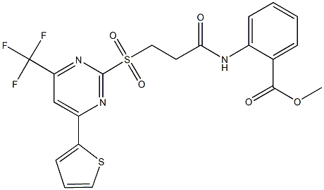 methyl 2-[(3-{[4-(2-thienyl)-6-(trifluoromethyl)-2-pyrimidinyl]sulfonyl}propanoyl)amino]benzoate Struktur