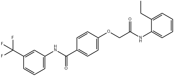 4-[2-(2-ethylanilino)-2-oxoethoxy]-N-[3-(trifluoromethyl)phenyl]benzamide Struktur