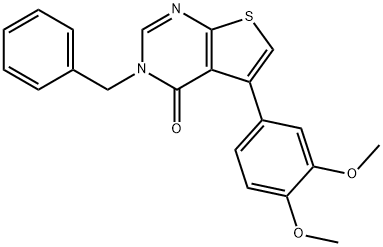 3-benzyl-5-(3,4-dimethoxyphenyl)thieno[2,3-d]pyrimidin-4(3H)-one Struktur