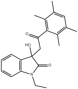 1-ethyl-3-hydroxy-3-[2-oxo-2-(2,3,5,6-tetramethylphenyl)ethyl]-1,3-dihydro-2H-indol-2-one Struktur