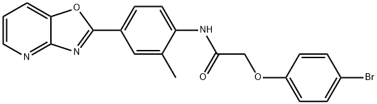 2-(4-bromophenoxy)-N-(2-methyl-4-[1,3]oxazolo[4,5-b]pyridin-2-ylphenyl)acetamide Struktur