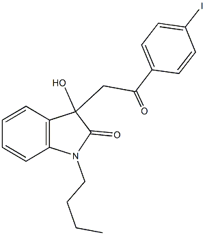 1-butyl-3-hydroxy-3-[2-(4-iodophenyl)-2-oxoethyl]-1,3-dihydro-2H-indol-2-one Struktur