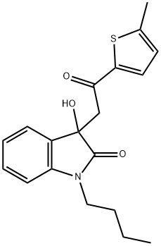 1-butyl-3-hydroxy-3-[2-(5-methyl-2-thienyl)-2-oxoethyl]-1,3-dihydro-2H-indol-2-one Struktur