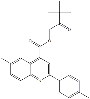 3,3-dimethyl-2-oxobutyl 6-methyl-2-(4-methylphenyl)-4-quinolinecarboxylate Struktur