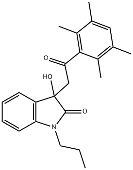 3-hydroxy-3-[2-oxo-2-(2,3,5,6-tetramethylphenyl)ethyl]-1-propyl-1,3-dihydro-2H-indol-2-one Struktur