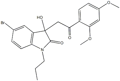 5-bromo-3-[2-(2,4-dimethoxyphenyl)-2-oxoethyl]-3-hydroxy-1-propyl-1,3-dihydro-2H-indol-2-one Struktur