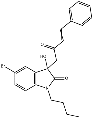 5-bromo-1-butyl-3-hydroxy-3-(2-oxo-4-phenyl-3-butenyl)-1,3-dihydro-2H-indol-2-one Struktur