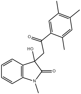 3-hydroxy-1-methyl-3-[2-oxo-2-(2,4,5-trimethylphenyl)ethyl]-1,3-dihydro-2H-indol-2-one Struktur