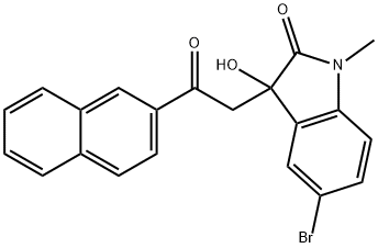 5-bromo-3-hydroxy-1-methyl-3-[2-(2-naphthyl)-2-oxoethyl]-1,3-dihydro-2H-indol-2-one Struktur