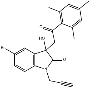 5-bromo-3-hydroxy-3-(2-mesityl-2-oxoethyl)-1-(2-propynyl)-1,3-dihydro-2H-indol-2-one Struktur