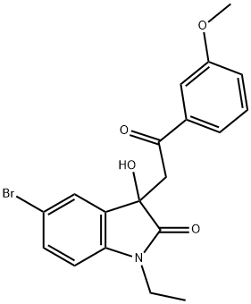 5-bromo-1-ethyl-3-hydroxy-3-[2-(3-methoxyphenyl)-2-oxoethyl]-1,3-dihydro-2H-indol-2-one Struktur