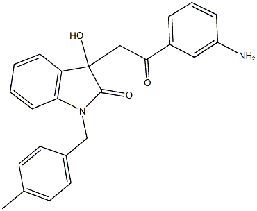 3-[2-(3-aminophenyl)-2-oxoethyl]-3-hydroxy-1-(4-methylbenzyl)-1,3-dihydro-2H-indol-2-one Struktur