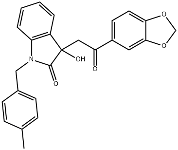 3-[2-(1,3-benzodioxol-5-yl)-2-oxoethyl]-3-hydroxy-1-(4-methylbenzyl)-1,3-dihydro-2H-indol-2-one Struktur