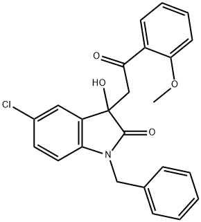 1-benzyl-5-chloro-3-hydroxy-3-[2-(2-methoxyphenyl)-2-oxoethyl]-1,3-dihydro-2H-indol-2-one Struktur