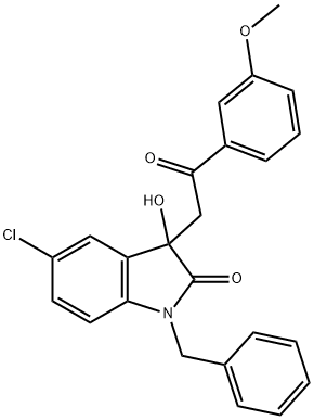 1-benzyl-5-chloro-3-hydroxy-3-[2-(3-methoxyphenyl)-2-oxoethyl]-1,3-dihydro-2H-indol-2-one Struktur