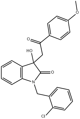 1-(2-chlorobenzyl)-3-hydroxy-3-[2-(4-methoxyphenyl)-2-oxoethyl]-1,3-dihydro-2H-indol-2-one Struktur