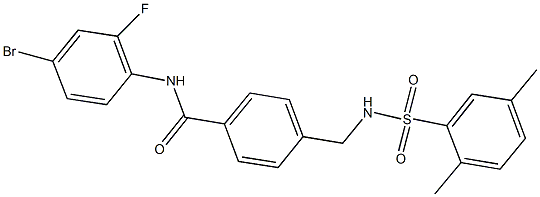 N-(4-bromo-2-fluorophenyl)-4-({[(2,5-dimethylphenyl)sulfonyl]amino}methyl)benzamide Struktur