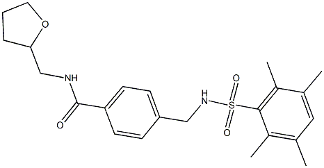 N-(tetrahydro-2-furanylmethyl)-4-({[(2,3,5,6-tetramethylphenyl)sulfonyl]amino}methyl)benzamide Struktur