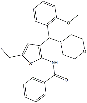 N-{5-ethyl-3-[(2-methoxyphenyl)(4-morpholinyl)methyl]-2-thienyl}benzamide Struktur