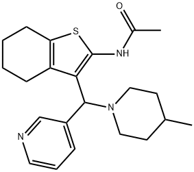 N-{3-[(4-methyl-1-piperidinyl)(3-pyridinyl)methyl]-4,5,6,7-tetrahydro-1-benzothien-2-yl}acetamide Struktur