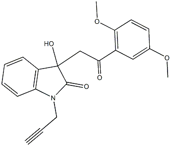 3-[2-(2,5-dimethoxyphenyl)-2-oxoethyl]-3-hydroxy-1-(2-propynyl)-1,3-dihydro-2H-indol-2-one Struktur