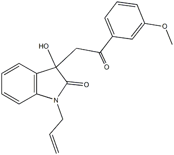 1-allyl-3-hydroxy-3-[2-(3-methoxyphenyl)-2-oxoethyl]-1,3-dihydro-2H-indol-2-one Struktur