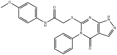 N-(4-methoxyphenyl)-2-[(4-oxo-5-phenyl-4,5-dihydro-1H-pyrazolo[3,4-d]pyrimidin-6-yl)sulfanyl]acetamide Struktur