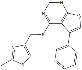 (2-methyl-1,3-thiazol-4-yl)methyl 5-phenylthieno[2,3-d]pyrimidin-4-yl sulfide Struktur