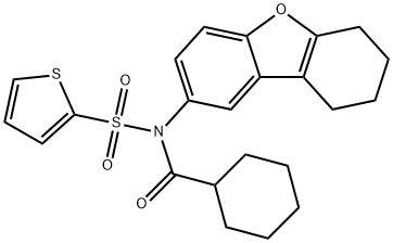 N-(cyclohexylcarbonyl)-N-(6,7,8,9-tetrahydrodibenzo[b,d]furan-2-yl)-2-thiophenesulfonamide Struktur