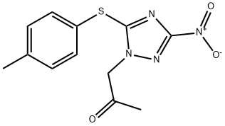 1-{3-nitro-5-[(4-methylphenyl)sulfanyl]-1H-1,2,4-triazol-1-yl}acetone Struktur