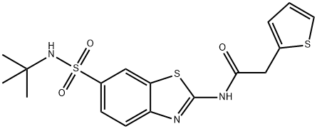 N-{6-[(tert-butylamino)sulfonyl]-1,3-benzothiazol-2-yl}-2-(2-thienyl)acetamide Struktur