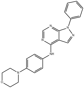 N-[4-(4-morpholinyl)phenyl]-N-(1-phenyl-1H-pyrazolo[3,4-d]pyrimidin-4-yl)amine Struktur