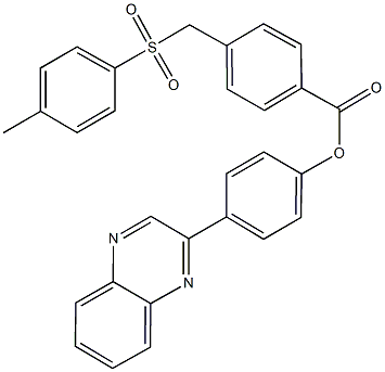 4-(2-quinoxalinyl)phenyl 4-{[(4-methylphenyl)sulfonyl]methyl}benzoate Struktur