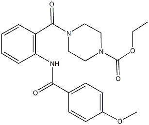 ethyl 4-{2-[(4-methoxybenzoyl)amino]benzoyl}-1-piperazinecarboxylate Struktur