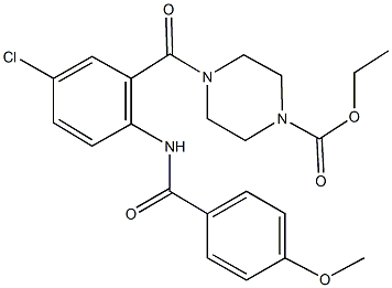 ethyl 4-{5-chloro-2-[(4-methoxybenzoyl)amino]benzoyl}-1-piperazinecarboxylate Struktur