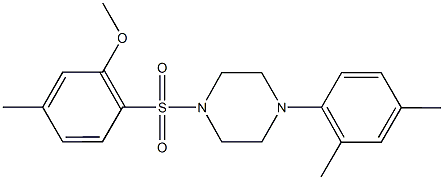 1-(2,4-dimethylphenyl)-4-[(2-methoxy-4-methylphenyl)sulfonyl]piperazine Struktur