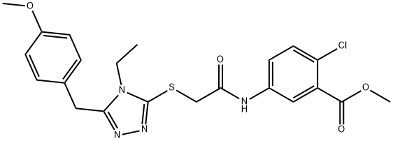 methyl 2-chloro-5-[({[4-ethyl-5-(4-methoxybenzyl)-4H-1,2,4-triazol-3-yl]sulfanyl}acetyl)amino]benzoate Struktur