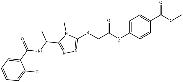 methyl4-({[(5-{1-[(2-chlorobenzoyl)amino]ethyl}-4-methyl-4H-1,2,4-triazol-3-yl)thio]acetyl}amino)benzoate Struktur